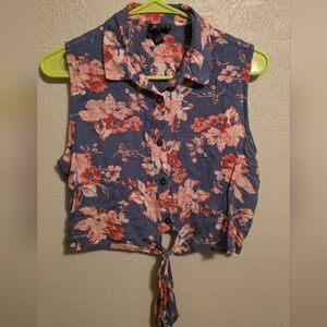 Volcom Floral Sleeveless Button-Up Top